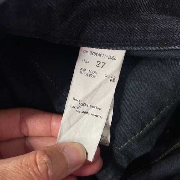 Moussy Vintage 27 Distressed Black Staley Tapered Jeans Button Fly Cotton Fray - Picture 11 of 15